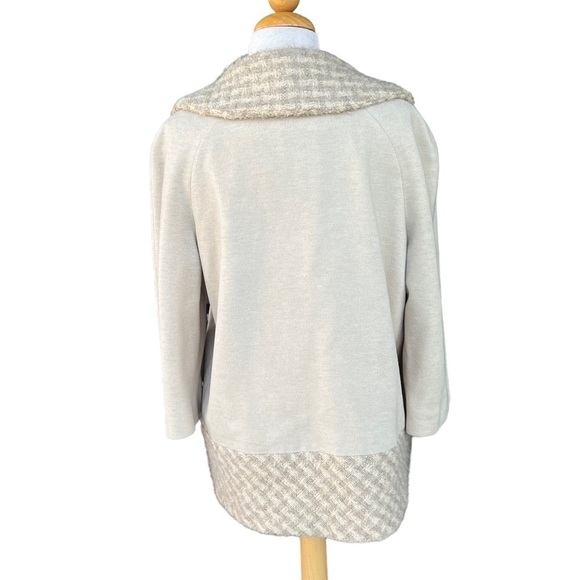Vintage Lilli Ann Knit Boucle Trim Coat Cream Tan Basketweave Pattern 60s GUC - Picture 5 of 16
